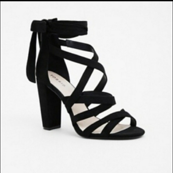 Black Strappy Lace-Up Heel Sandal (WW) - Picture 1 of 4
